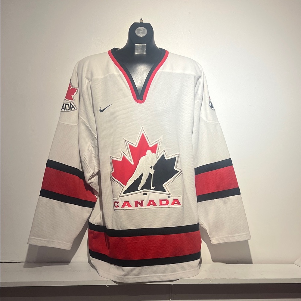 Nike Canada White Hockey Jersey with Red and Black